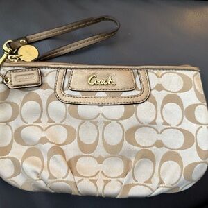 Coach Ashley Wristlet Signature Logo Clutch Wristlet Canvas With Leather Detail